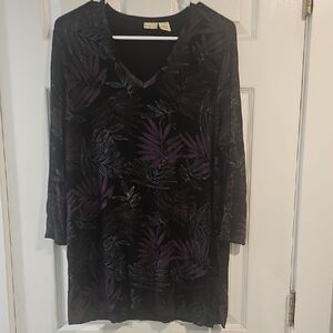 Linden Black and Purple Leaf Tunic